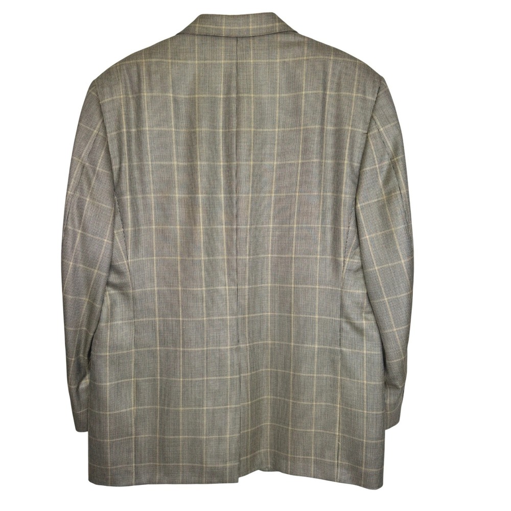 Burberry London Silk/Wool Blazer 40R tag (measures 44R) Tan/Yellow Plaid - Picture 2 of 12
